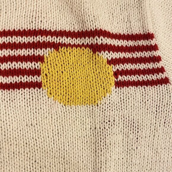 Vintage80s Cruise Wear Sweater Ships Tropical Palms All Around Ramie/Cotton L - Picture 9 of 11